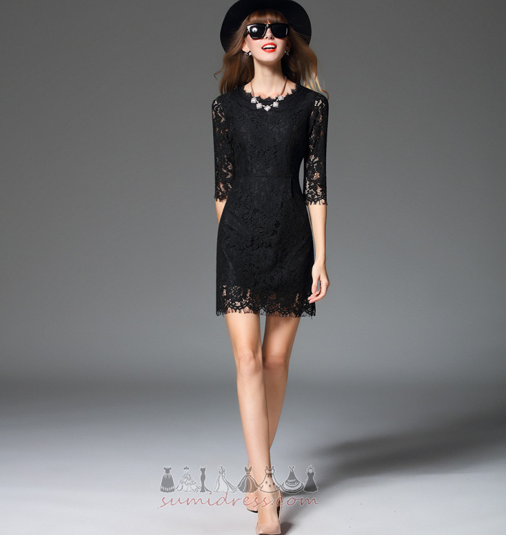 Jewel Lace Zipper Three quarters sleeves Glamorous Lace Overlay Cocktail gown