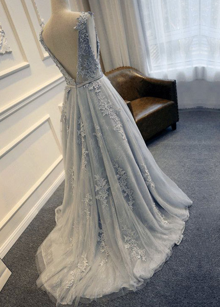 Jewel Long Lace Sleeveless Zipper Up A-Line Evening Dress