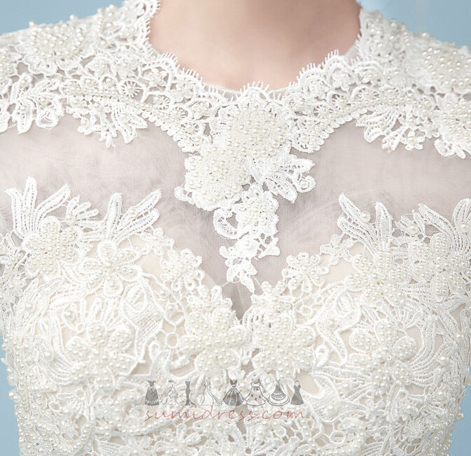 Jewel Long Sleeves Outdoor Floor Length Lace Lace Overlay Wedding skirt