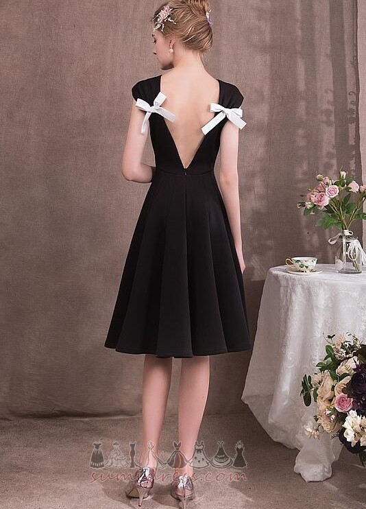 Jewel Natural Waist Bow Knee Length Backless Accented Bow Cocktail gown