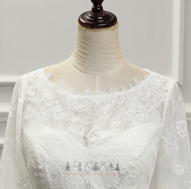 Jewel Outdoor Long T-shirt A Line Lace Wedding Dress
