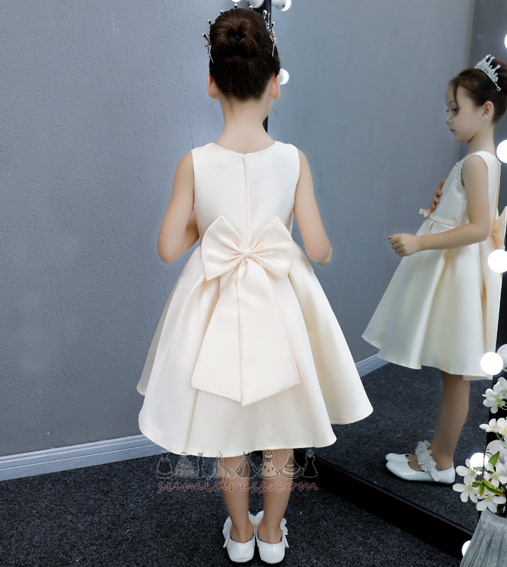 Jewel Satin Natural Waist Knee Length Sleeveless Spring Flower Girl gown
