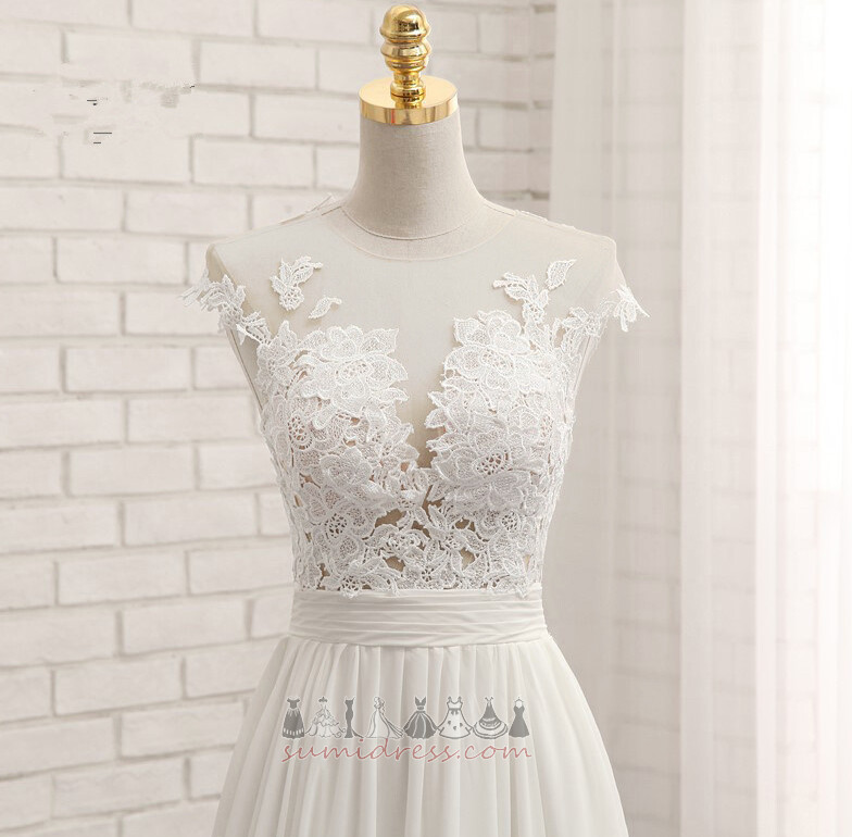 Jewel Sleeveless Romantic Applique Chiffon A-Line Wedding Dress