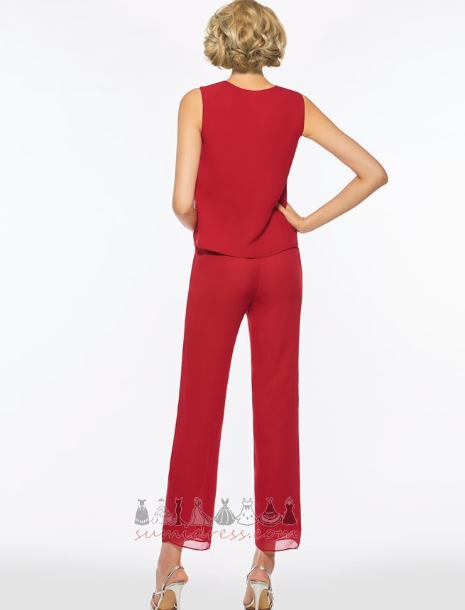 Jewel Suit With Pants Spring Chiffon Draped The mother of the bride Dress
