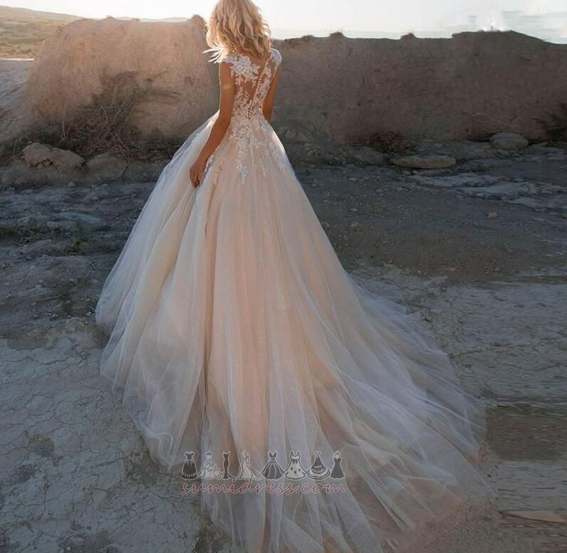 Jewel Sweep Train Sleeveless Spring Tulle Sale Wedding Dress