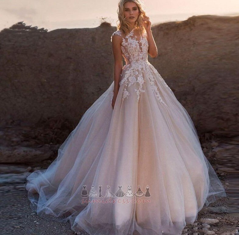 Jewel Sweep Train Sleeveless Spring Tulle Sale Wedding Dress
