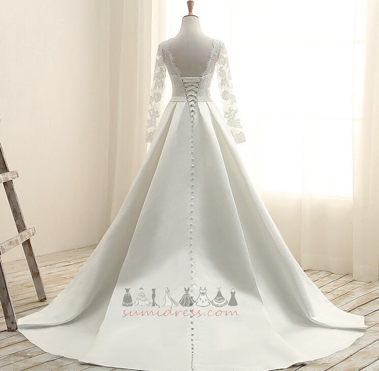 Juvel A-linjeformat Formella Spetsar Overlay Strand Spets Bröllopsklänning