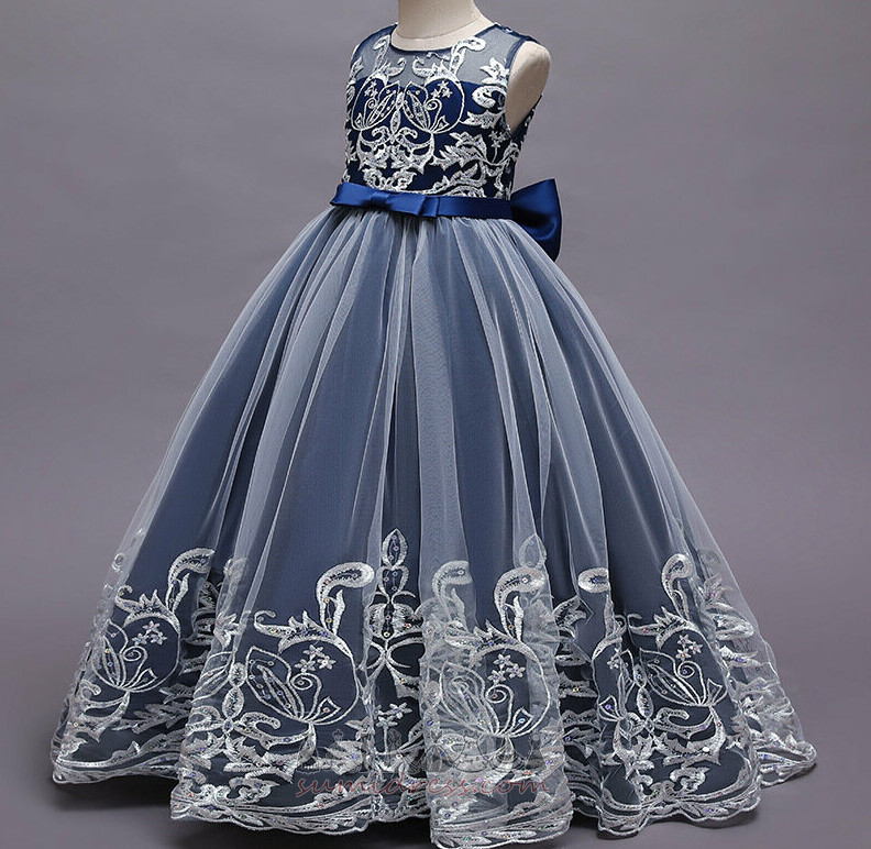 Juvel Sommar Spets A-linjeformat Medium Dragkedja Blomma flicka klänning