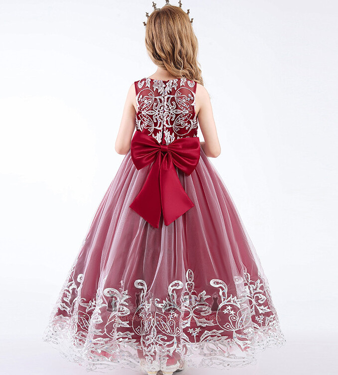Juvel Sommar Spets A-linjeformat Medium Dragkedja Blomma flicka klänning