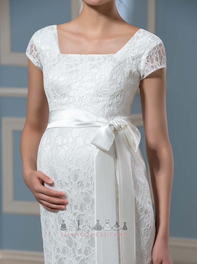 Kapi Fermuar yukarıya Kısa kollu Romantik İmparatorluk bel Annelik Düğün Elbise