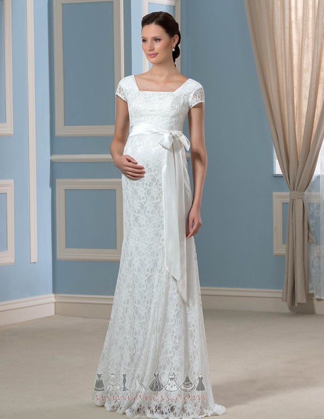 Kapi Fermuar yukarıya Kısa kollu Romantik İmparatorluk bel Annelik Düğün Elbise