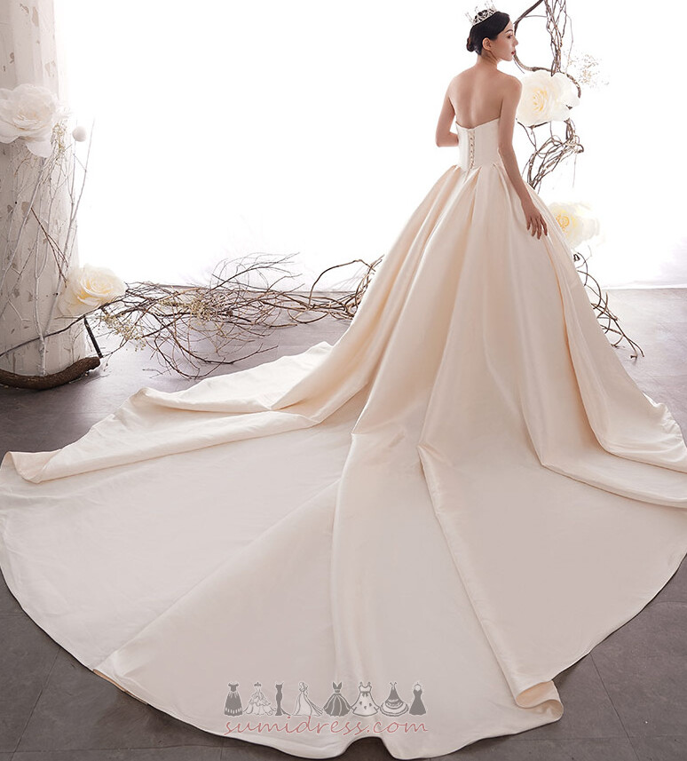 каплиця Поїзд драпіровані простий Довго природні Талія лінія Весільна сукня