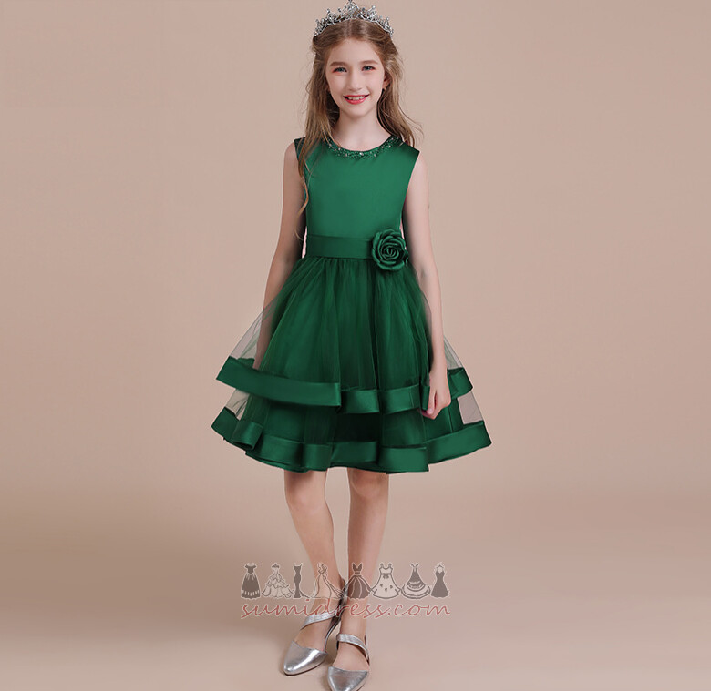Katmanlı Diz boyu Saten Göz alıcı Kolsuz Salıncak Küçük kız elbisesi
