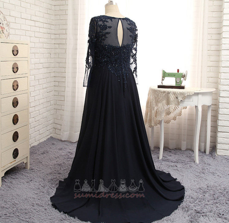 Keyhole Back Long Sleeves Floor Length Party Natural Waist Jewel Bodice The mother of the bride Dress