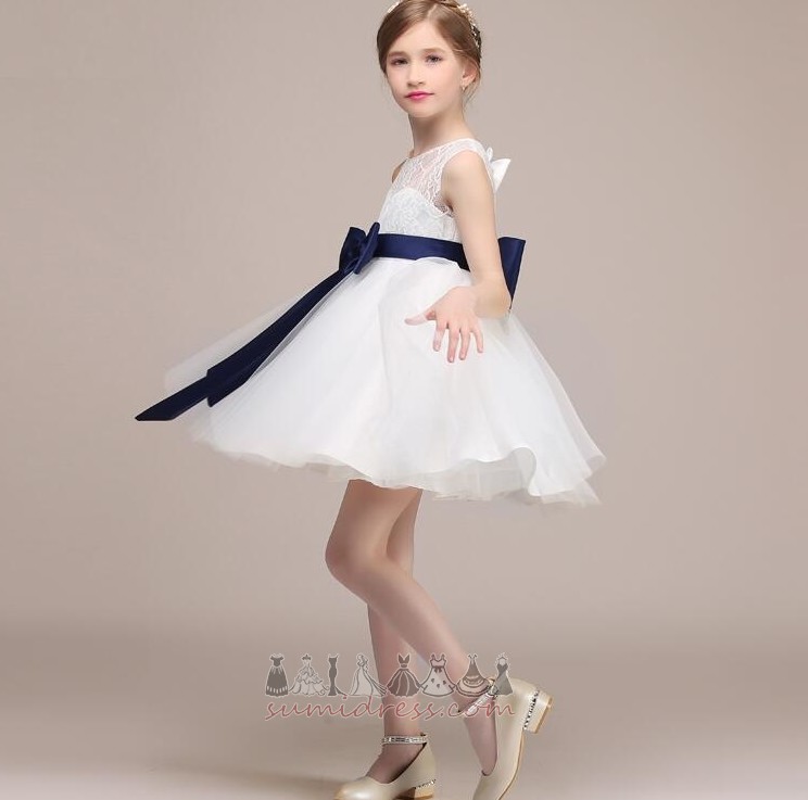 Keyhole Back Sleeveless Knee Length Sashes A-Line Show/Performance Flower Girl Dress