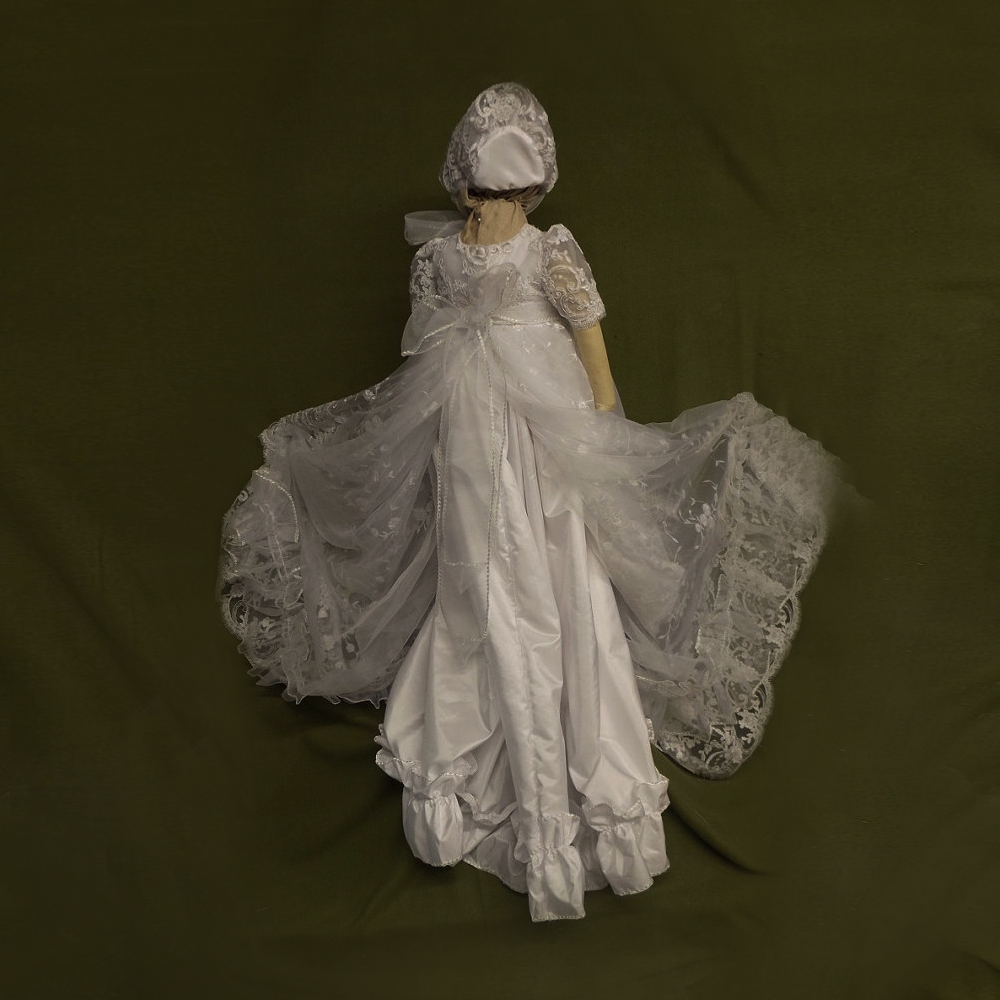 Kısa kollu Dantel Yüksek kapalı Doğal belden Prenses Bahar Çiçek kız elbise