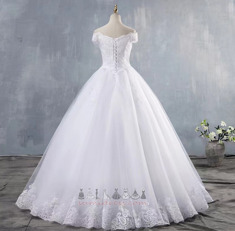 Kısa kollu omuz kapalı Bağcıklı Uzun Tül Bağbozumu Düğün Elbise