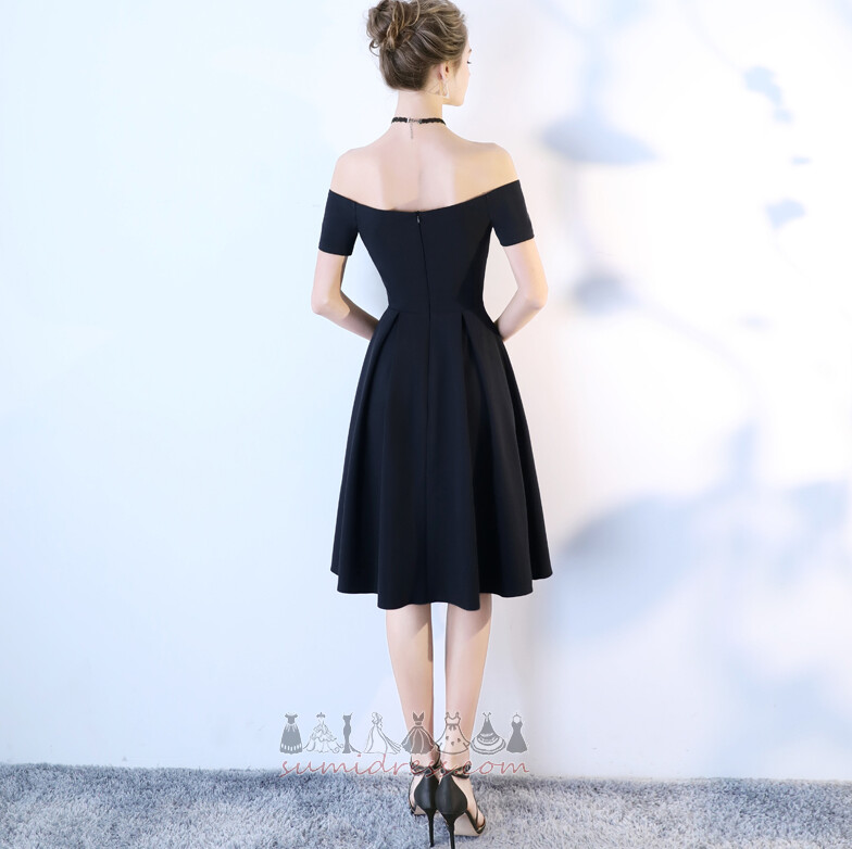 Kısa kollu Ziyafet Tayt Fermuar yukarıya Diz boyu Doğal belden Kokteyl elbisesi