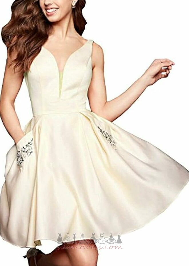 Kne-lengde Profilering Middels V-hals A-formet Bryllup cocktail kjole