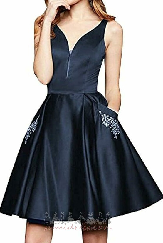 Kne-lengde Profilering Middels V-hals A-formet Bryllup cocktail kjole