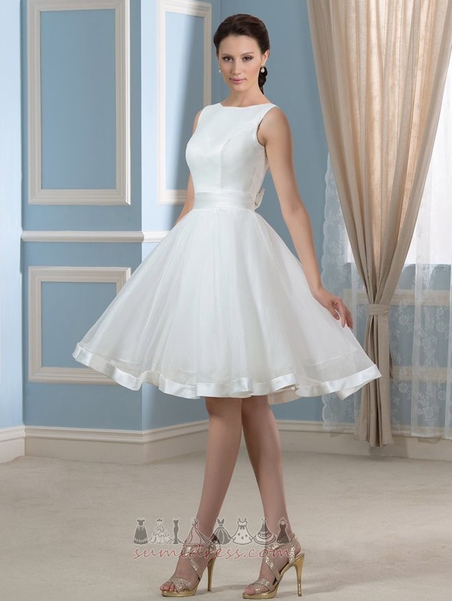 Knee Length Bateau Bow Natural Waist Spring Simple Wedding Dress
