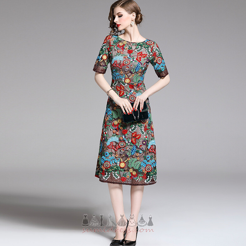 Knee Length Colorful Natural Waist T-shirt Spring Jewel Evening gown