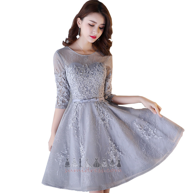 Knee Length Medium Half Sleeves Lace Lace-up banquet Bridesmaid Dress