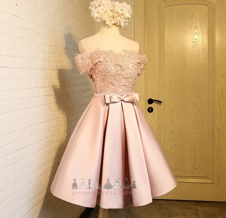 Knee Length Off Shoulder Glamorous Spring Natural Waist Capped Sleeves Bridesmaid Dress
