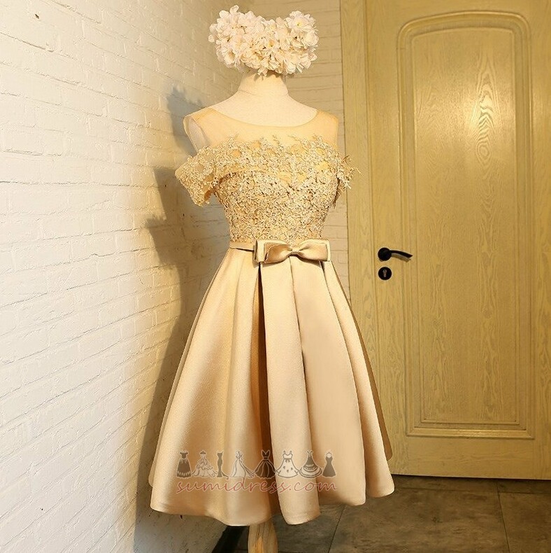 Knee Length Off Shoulder Glamorous Spring Natural Waist Capped Sleeves Bridesmaid Dress