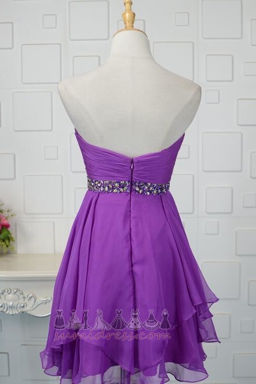Knee Length Ruched Jewel Bodice Dramatic Sleeveless A-Line Evening Dress