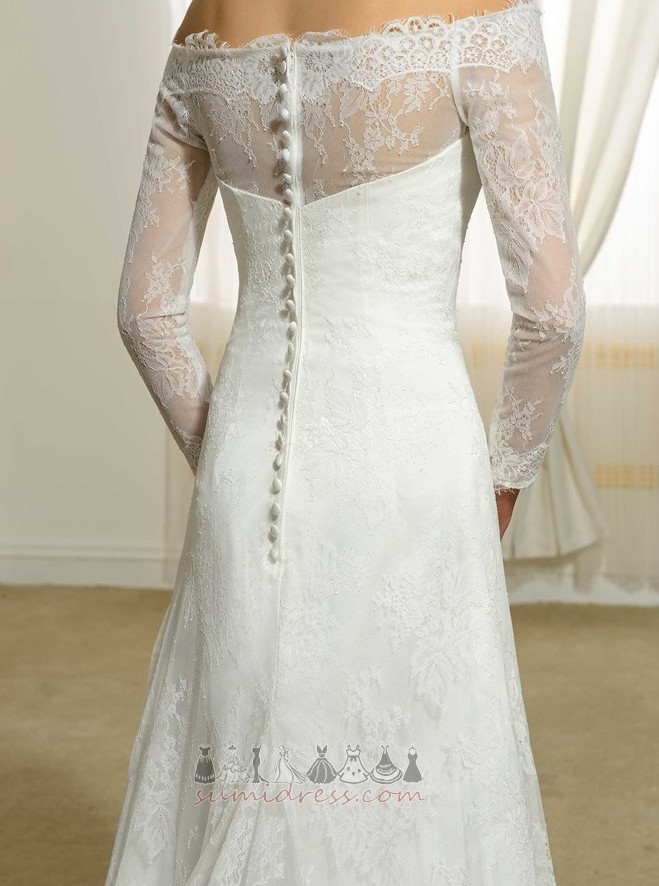 кнопка Довго блискавка вгору довгі рукави літо атлас Весільна сукня