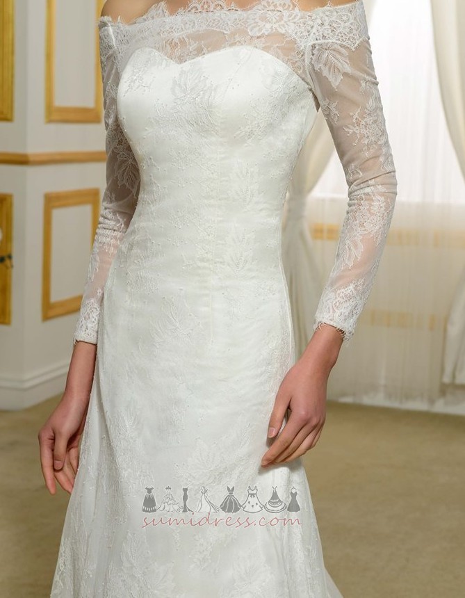 кнопка Довго блискавка вгору довгі рукави літо атлас Весільна сукня