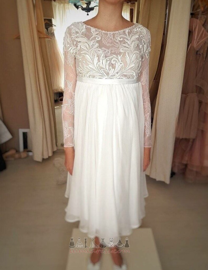 knot Scoop Accented Bow Tea Length Sleeveless Empire Wedding Dress