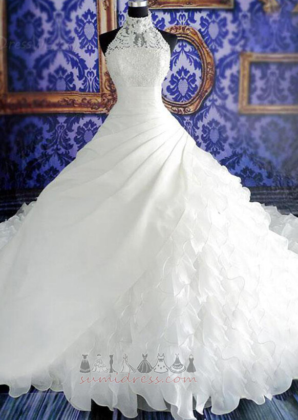Kolsuz Fermuar yukarıya Kristal Hall Topu cüppe Dantel Düğün Elbise