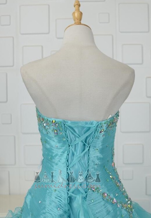 Kolsuz mücevherli korse Resmi Doğal belden Bağcıklı Organze Quinceanera elbise