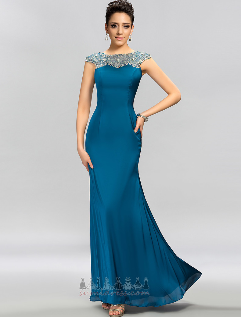Koralda Naravni pasu Šifon Brez rokavov dragulji steznik Elegantno Večerna obleka