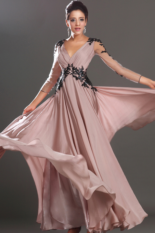 Korice Elegantan Srednji Čipka Prirodne struka Šifon Večernje haljina