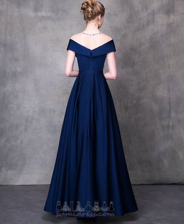 Korte ærmer Krystal Ankel længde Satin Elegant A-linje Aften kjole