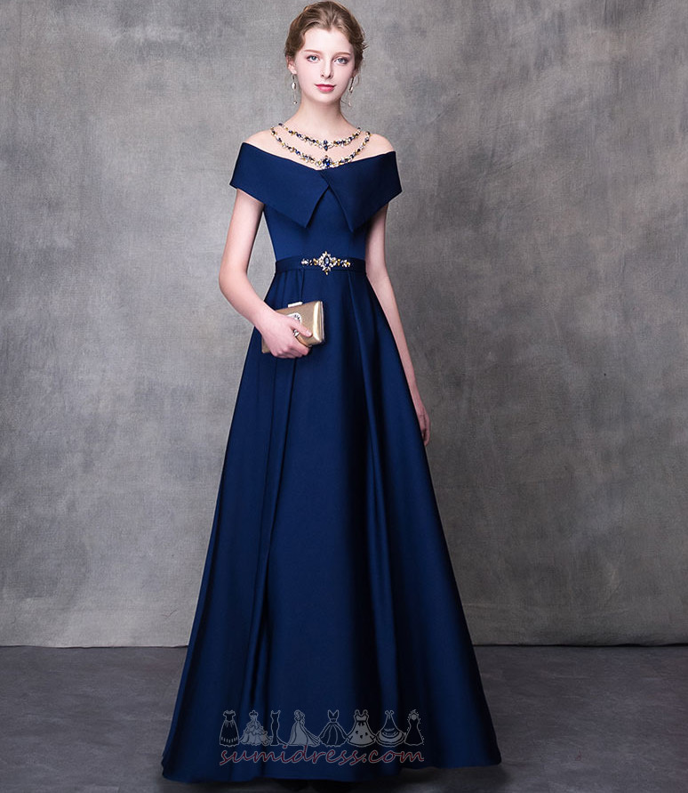 Korte ærmer Krystal Ankel længde Satin Elegant A-linje Aften kjole