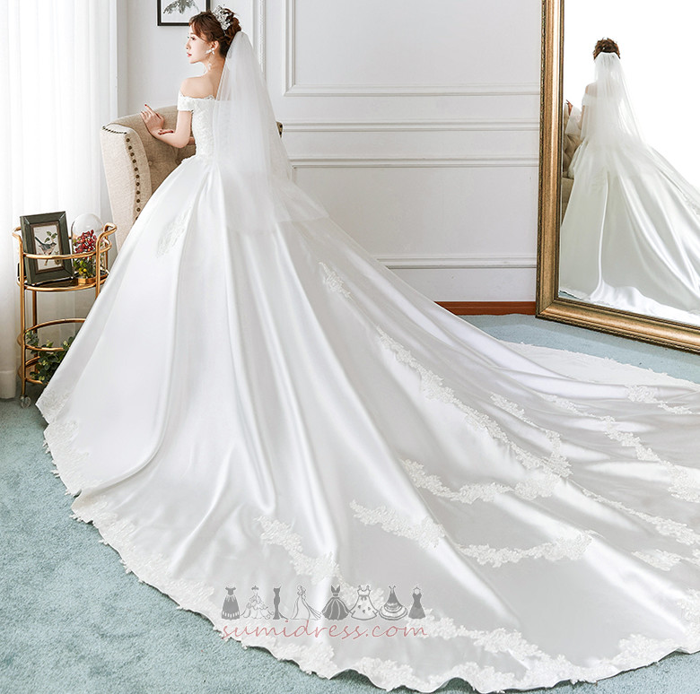 Krajka Krajka Krátký rukáv Off-The-rameno Dlouhý A-Line Svatební šaty