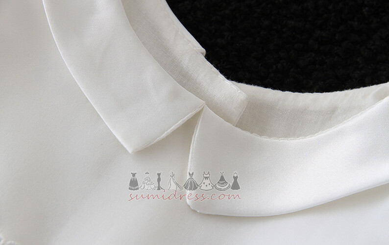 Krátký rukáv Střední pasu Satén Šperk Kolena délka T-shirt rukáv Dětské šaty