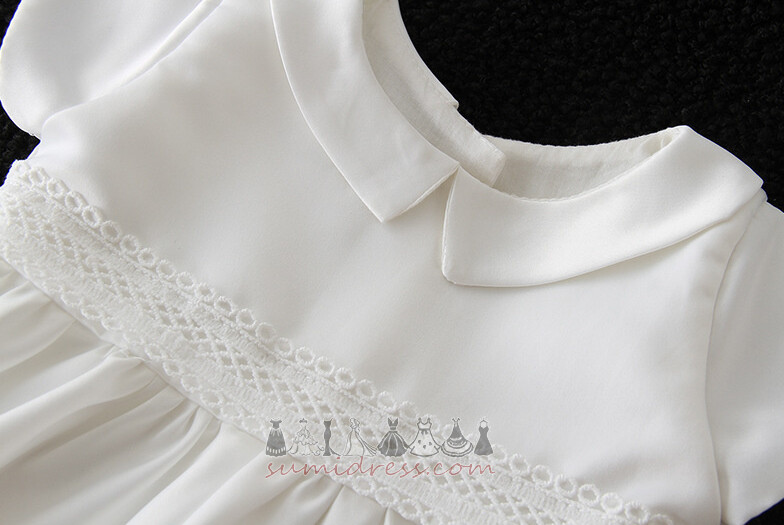 Krátký rukáv Střední pasu Satén Šperk Kolena délka T-shirt rukáv Dětské šaty