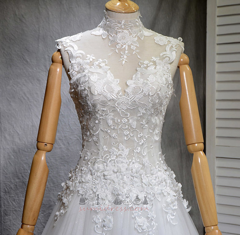 Круша Високи врата Природен кръста Лято Открит цип нагоре сватбена рокля