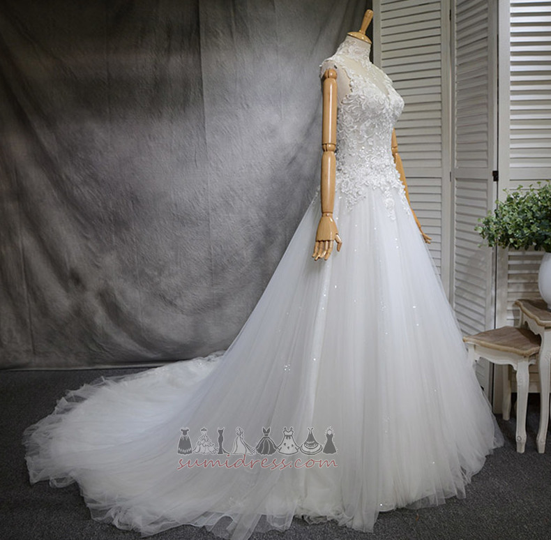 Круша Високи врата Природен кръста Лято Открит цип нагоре сватбена рокля