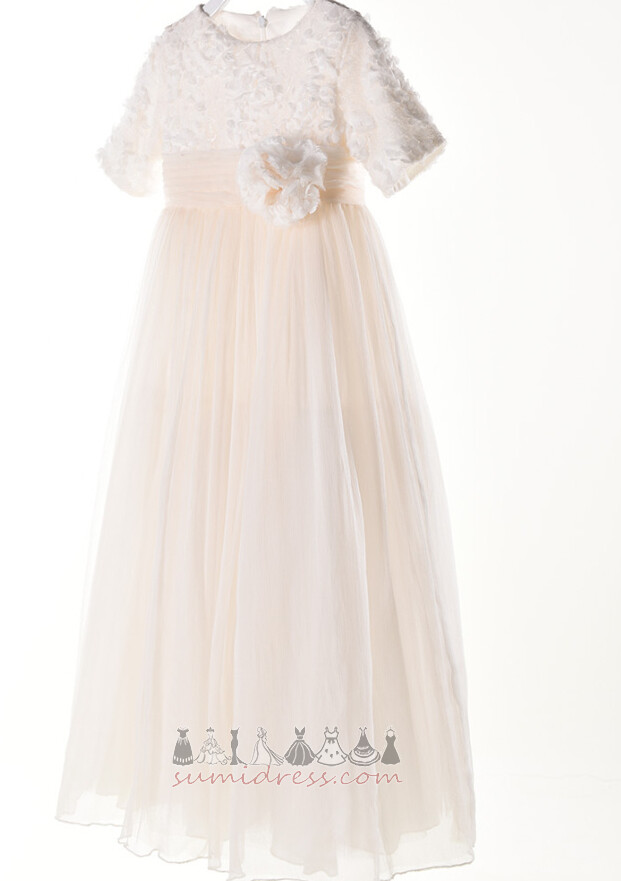 Kulkšnies ilgio Brangakmenis Trumpomis rankovėmis Gamtos juosmens Šifonas Gėlių mergaičių suknelė
