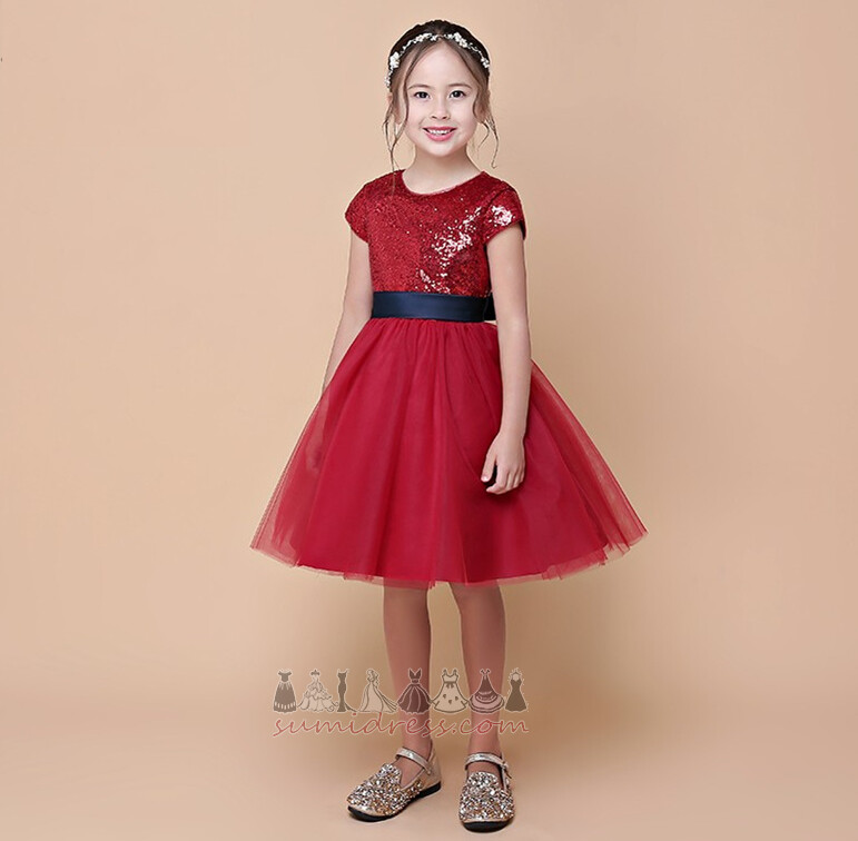 Kurze Ärmel A-Linie Natürliche Taille T Hemd Knielang Herbst Kleine Mädchen Kleid