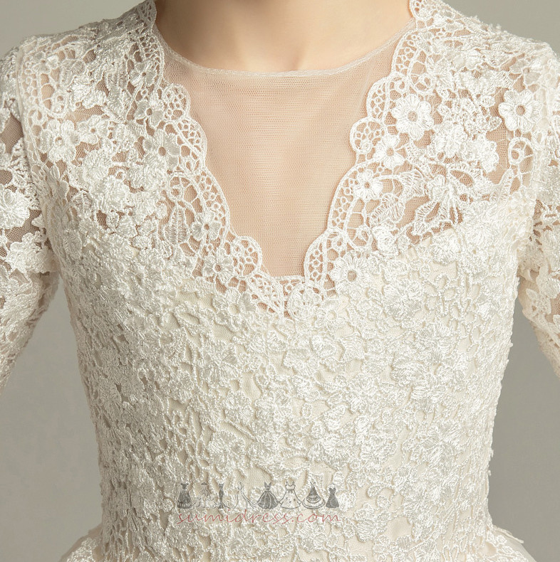 Kwiat dziewczyna sukienka Długi rękaw huśtawka Naturalne talii formalny Średni Koszulka rękaw