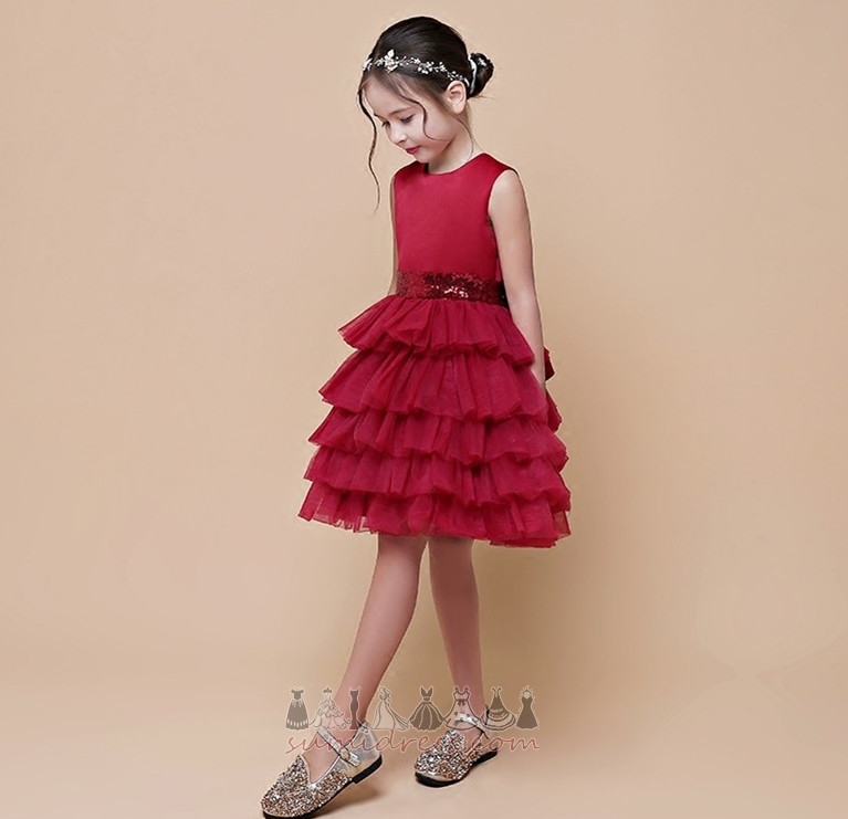 Kwiat dziewczyna sukienka Tiul Bez rękawów wiosna Pokaż / wydajność Długość do kolan Akcentowane łuk