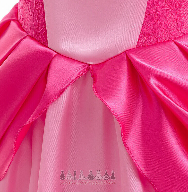 Kwiat dziewczyna sukienka Wysoki szyi Satyna puf rękawy Średni sprzedaż Nanoszone