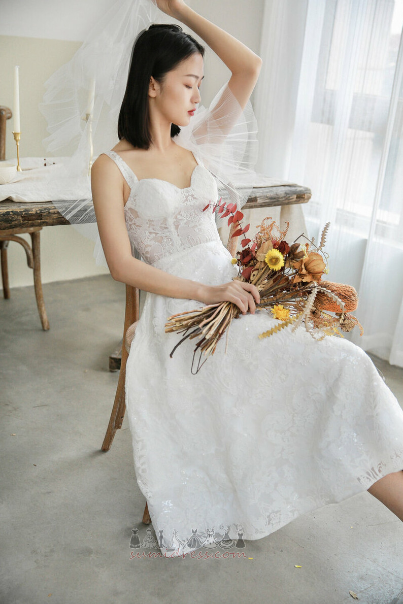 La robe de mariage En Plein Air Balançoire Naturel Appliques Glamorous Longueur Mollet